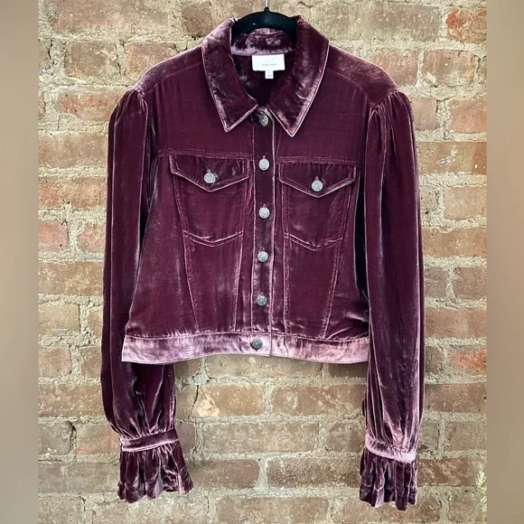 Cinq à Sept Dillon Cropped Velvet Jacket - Picture 1 of 11